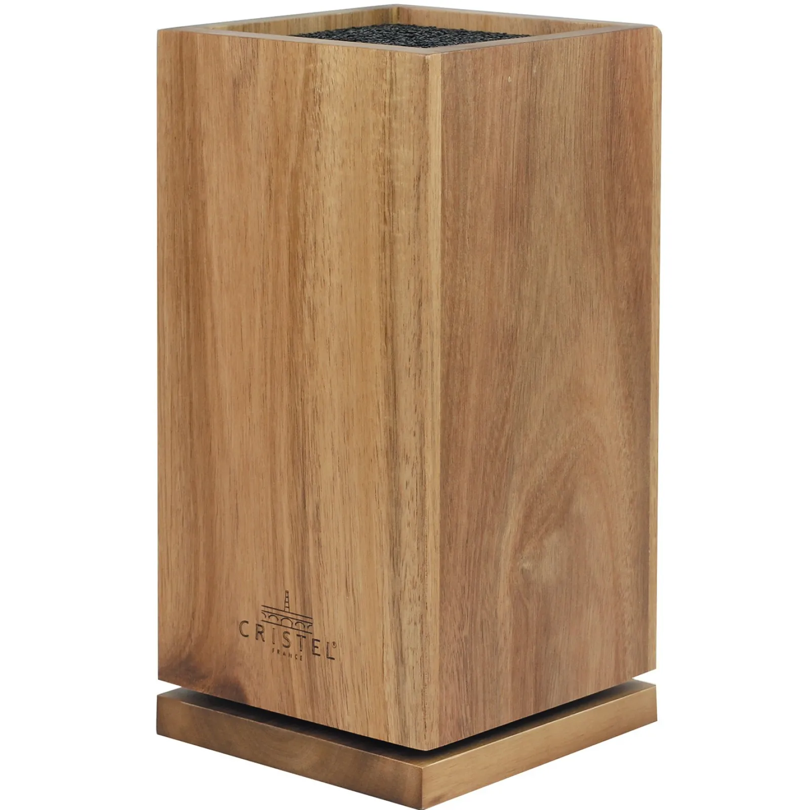CRISTEL Bloc à couteaux rotatif en bois d'acacia