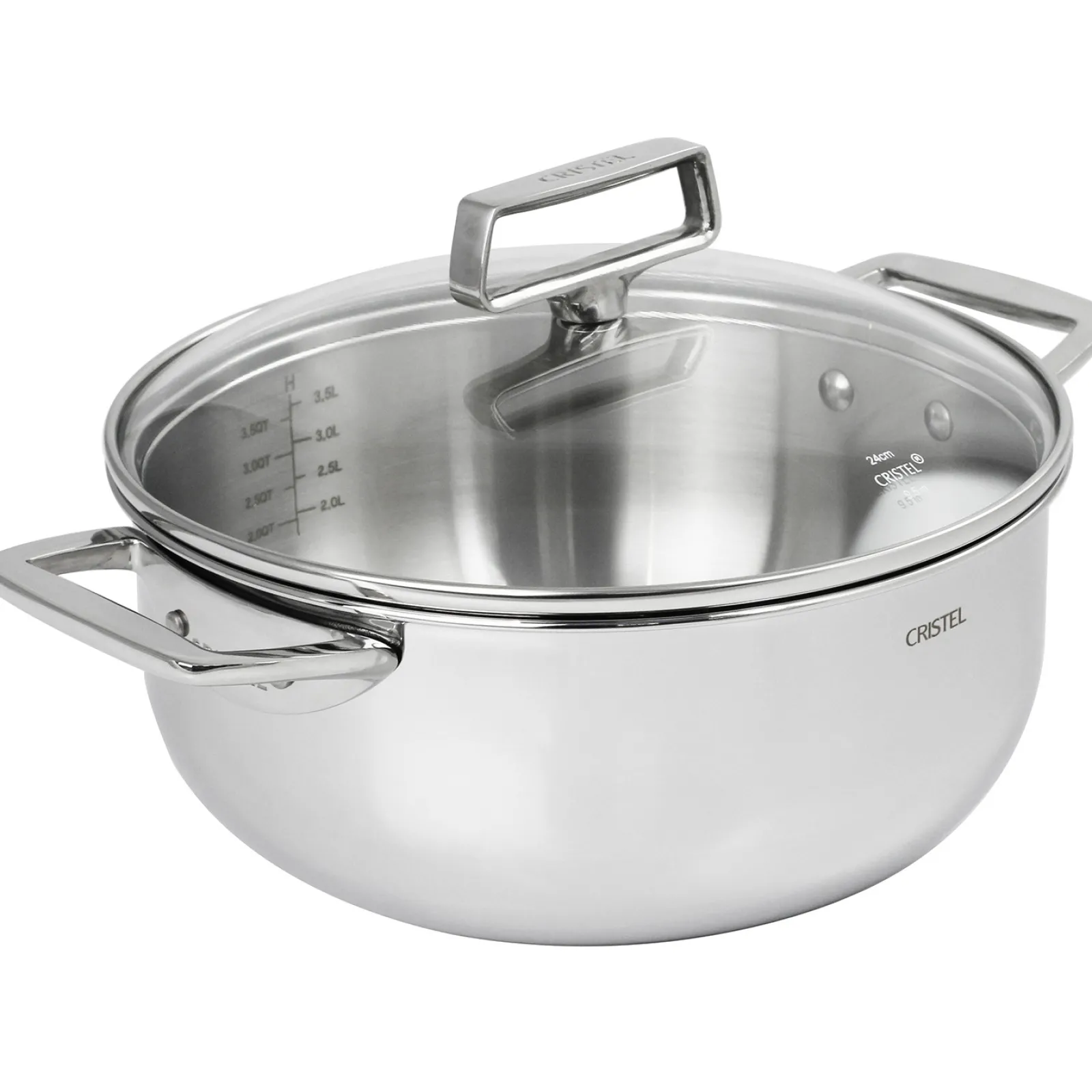 CRISTEL Faitout inox et couvercle en verre