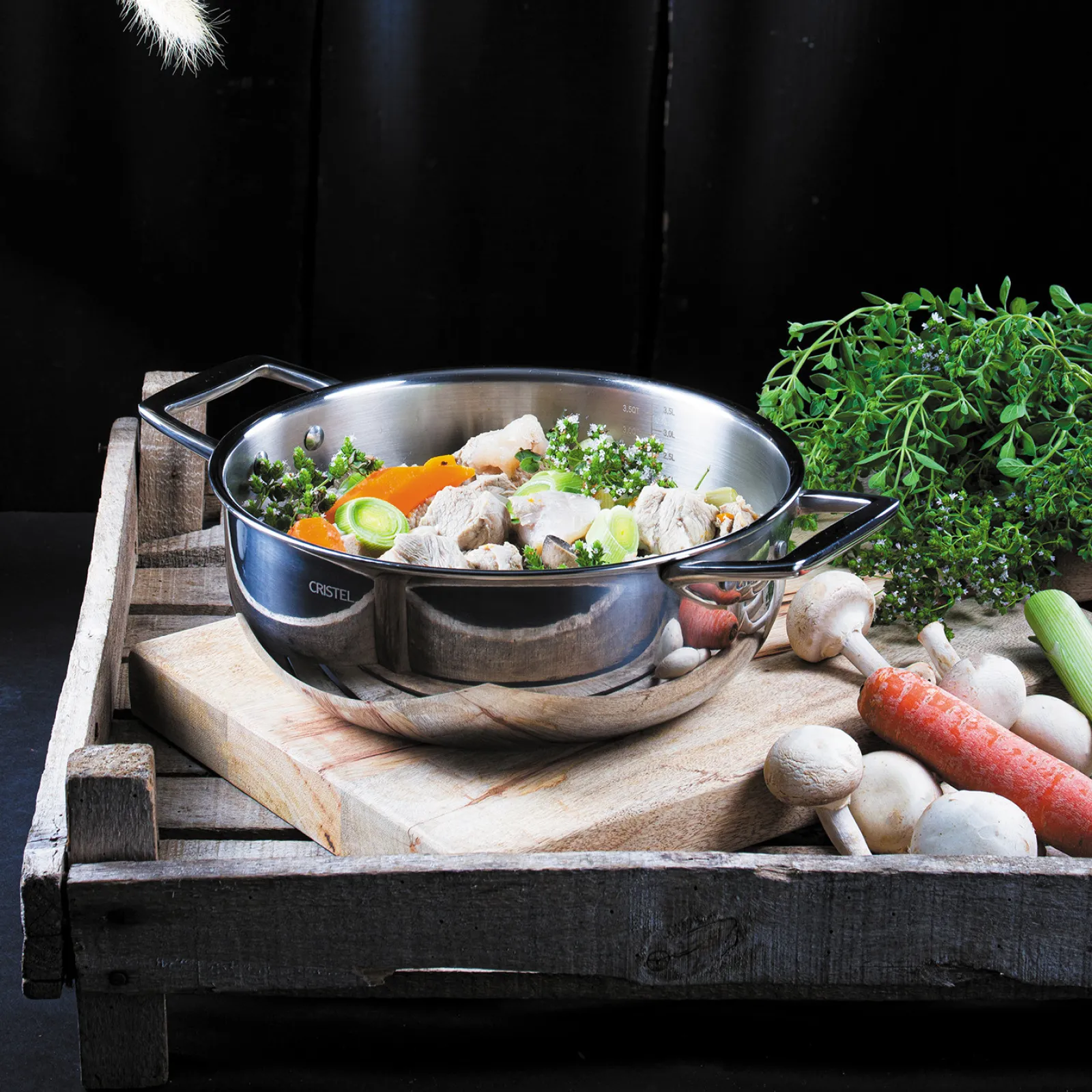 CRISTEL Faitout inox et couvercle en verre
