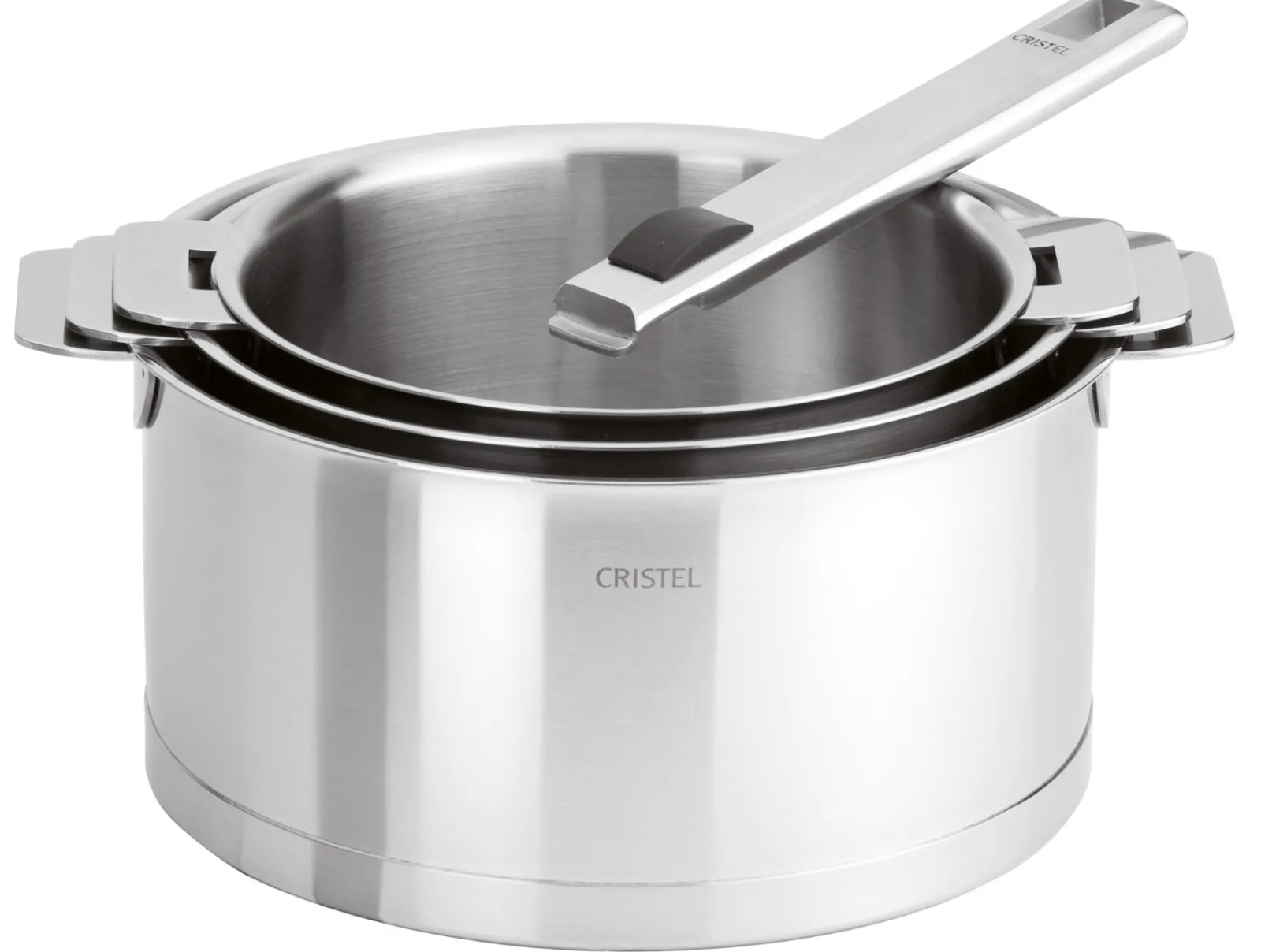 CRISTEL Série de trois casseroles Strate + poignée amovible Strate